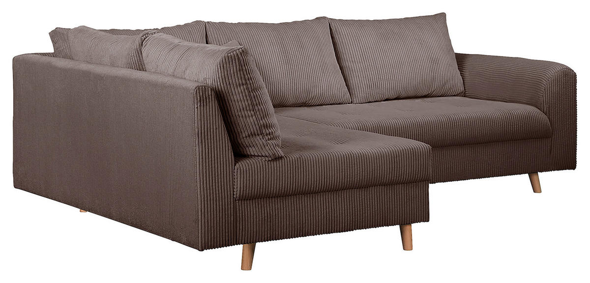 ECKSOFA inkl. Hocker Ariella Braun Cord  - Naturfarben/Braun, Design, Holz/Textil (161/231cm) - Livetastic