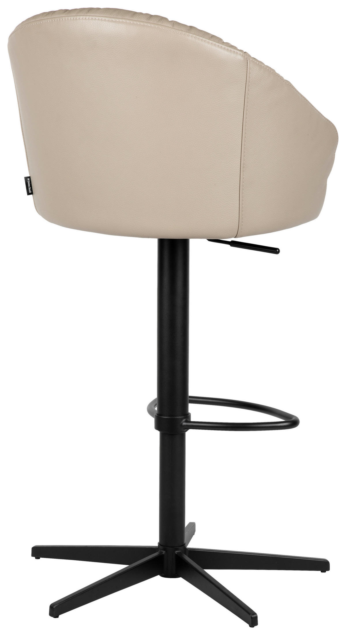 BARHOCKER Echtleder Schwarz, Taupe Eisen Sitzfläche 360° drehbar, inklusive Armlehnen, automatische Rückholfunktion  - Taupe/Schwarz, Design, Leder/Metall (57/96.5-114/58,5cm) - Dieter Knoll