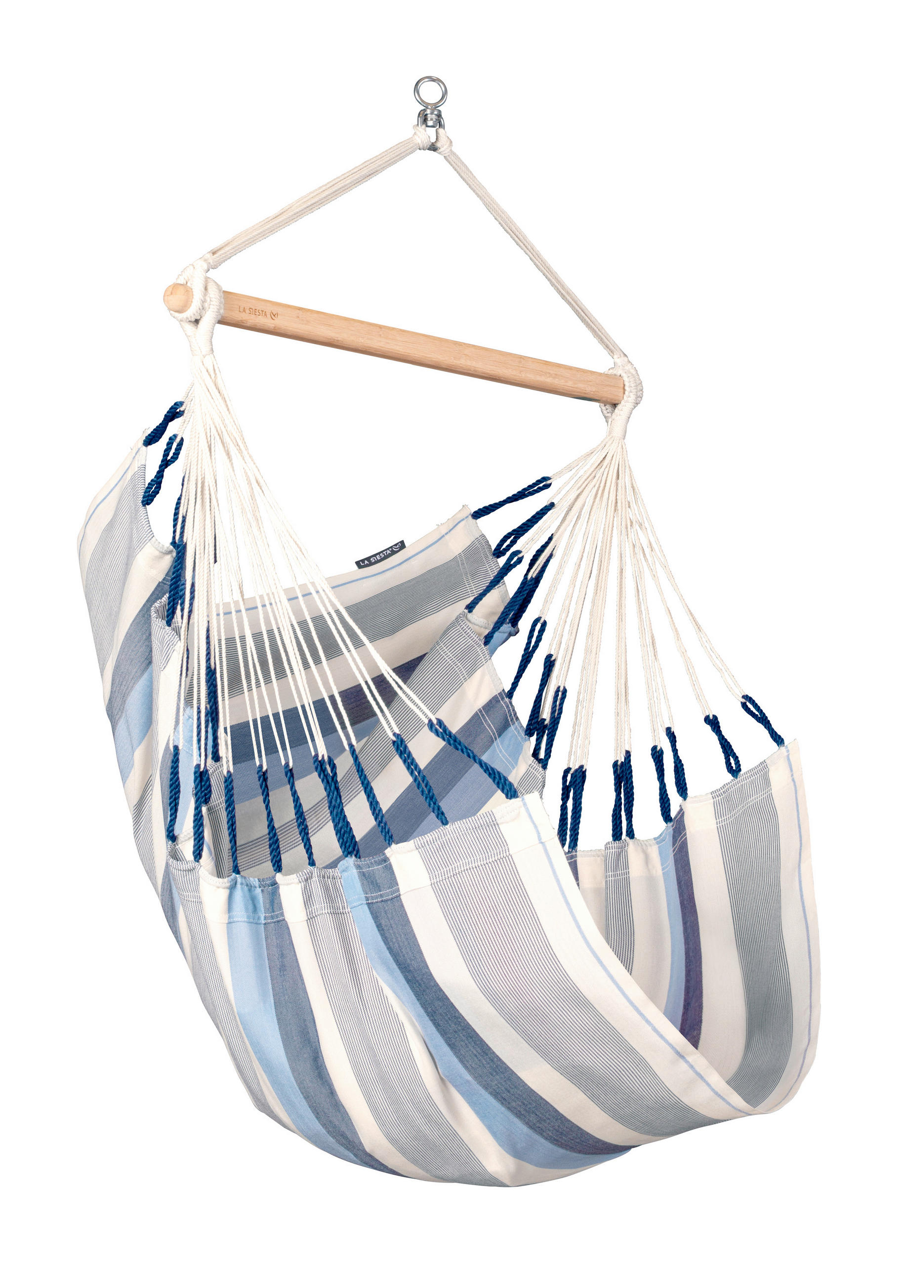 HÄNGESESSEL basic outdoor 90/145/140 cm  - Weiß/Dunkelblau, Basics, Holz/Textil (90/145/140cm) - La Siesta