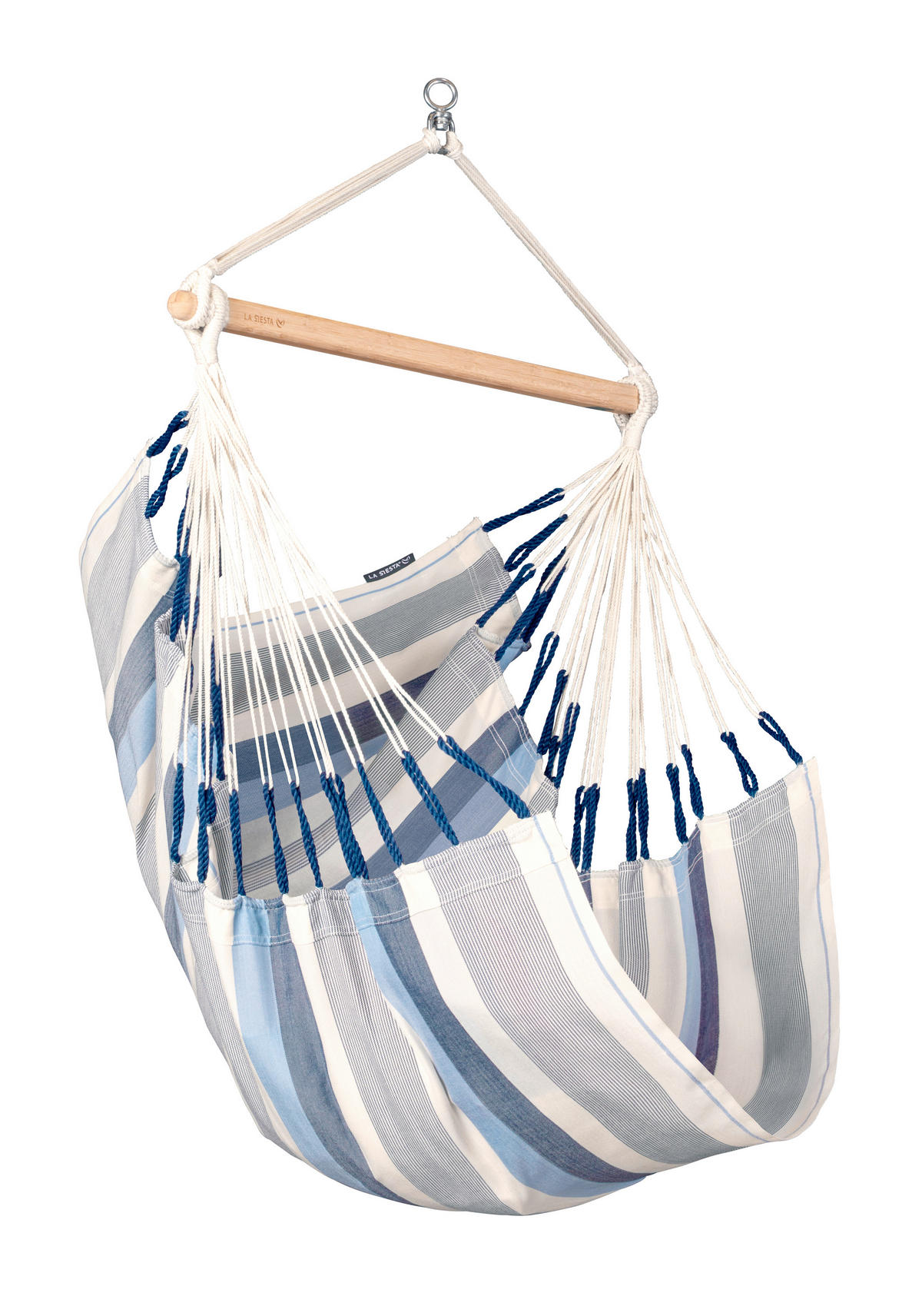 ZÁVĚSNÉ KŘESLO  - bílá/světle modrá, Basics, dřevo/textil (90/145/140cm) - La Siesta