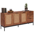 SIDEBOARD Wiener Geflecht  in 170/75/40 cm  - Schwarz/Akaziefarben, LIFESTYLE, Holz/Metall (170/75/40cm) - Landscape
