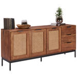 SIDEBOARD Wiener Geflecht  in 170/75/40 cm  - Schwarz/Akaziefarben, LIFESTYLE, Holz/Metall (170/75/40cm) - Landscape