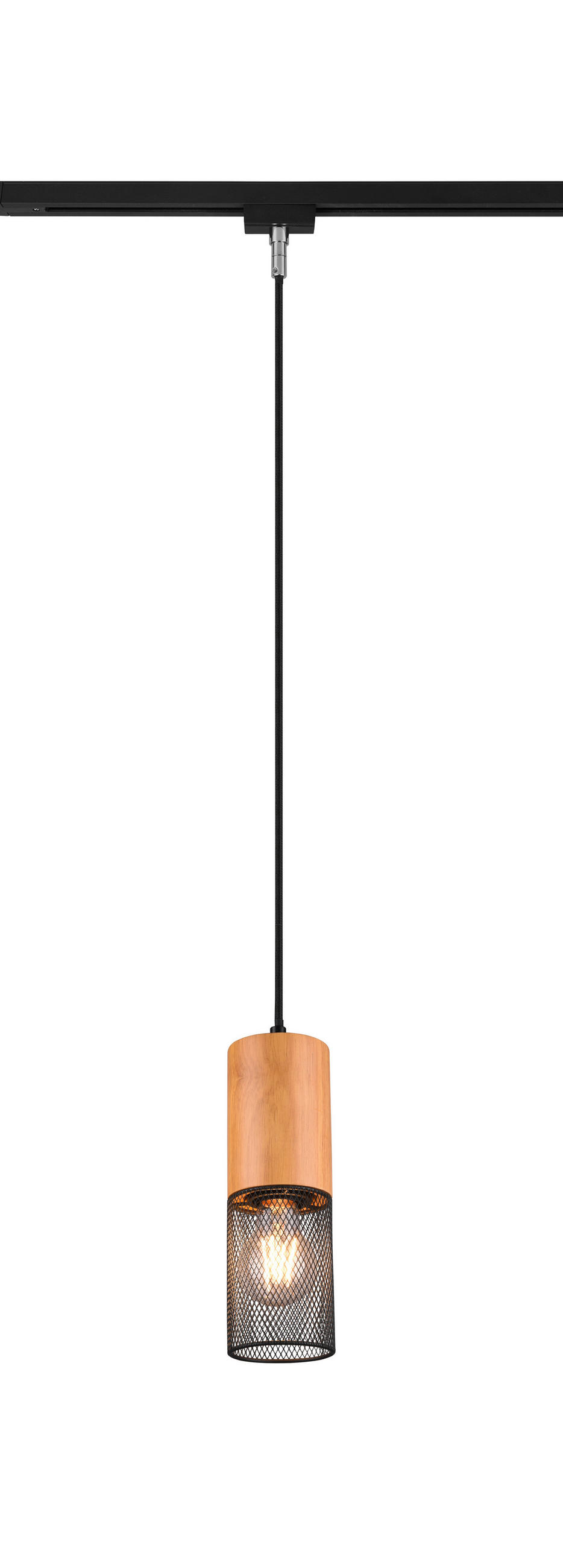 SCHIENENSYSTEM-HÄNGELEUCHTE 8,0/180 cm   - Schwarz, Natur, Holz/Metall (8,0/180cm) - Trio Leuchten