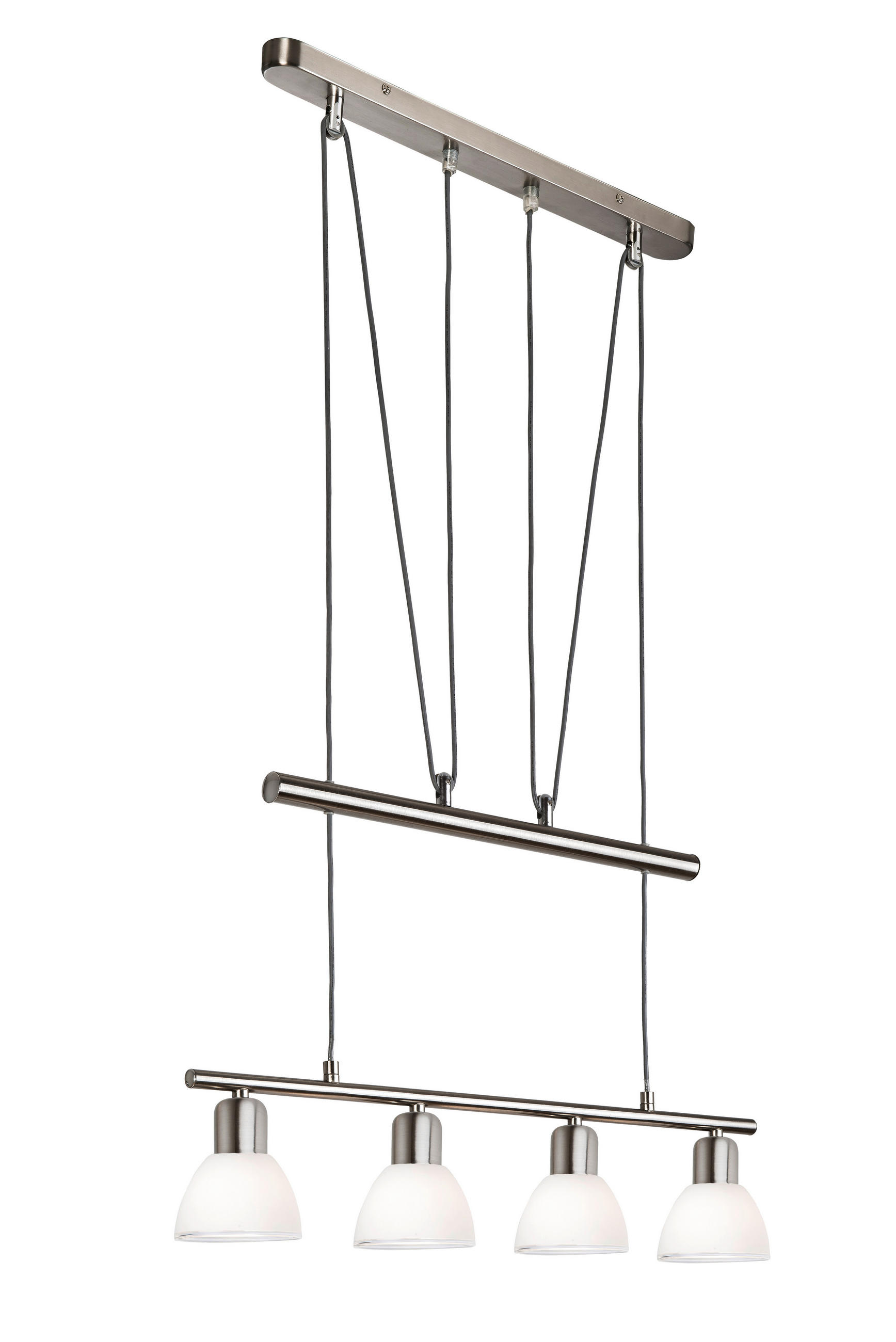 LED-HÄNGELEUCHTE MATTES 70/150 cm  - Weiß/Nickelfarben, Basics, Glas/Metall (70/150cm) - Globo