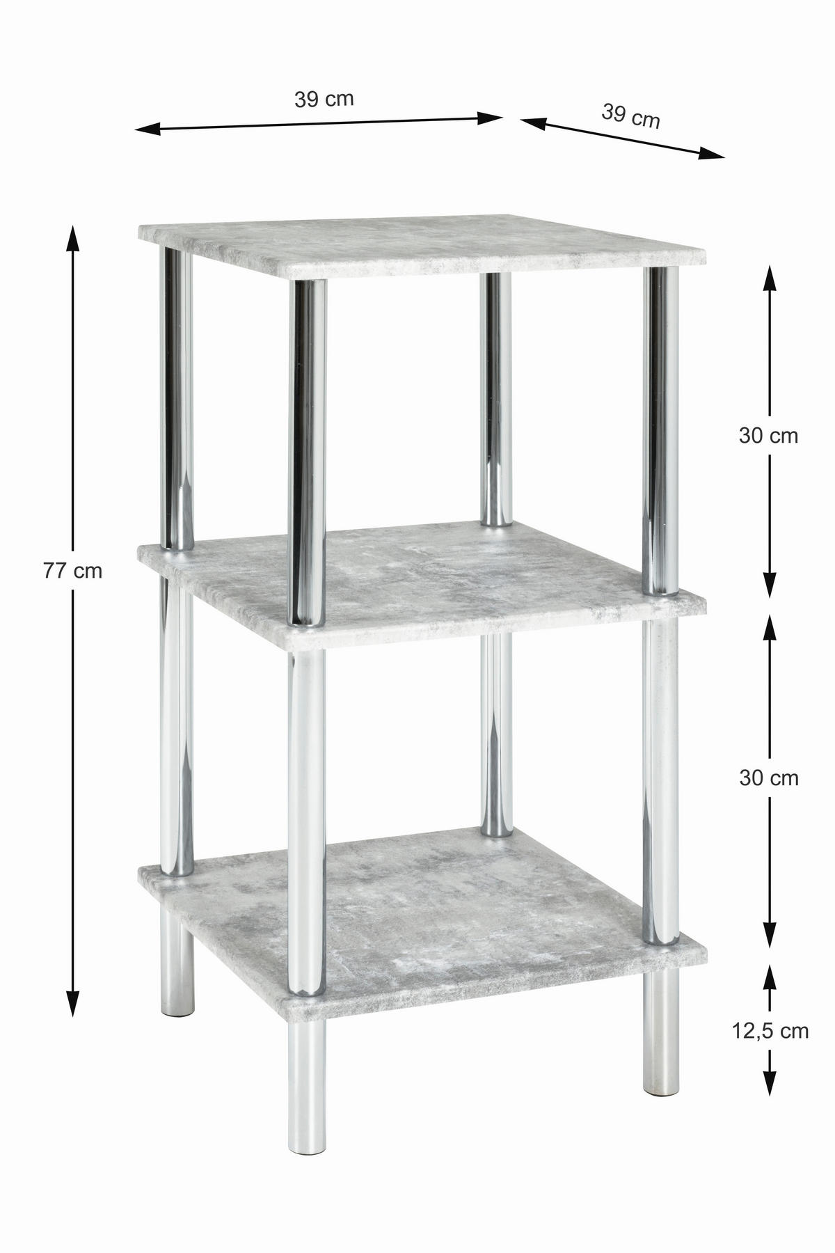 BEISTELLTISCH in Metall, Holzwerkstoff 45/45/54 cm  - Chromfarben/Grau, Basics, Holzwerkstoff/Metall (45/45/54cm)