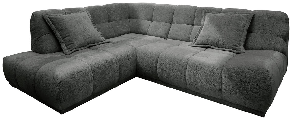 ECKSOFA ITALIA Anthrazit Chenille Hocker  - Anthrazit/Schwarz, MODERN, Kunststoff/Textil (203/254cm) - Livetastic