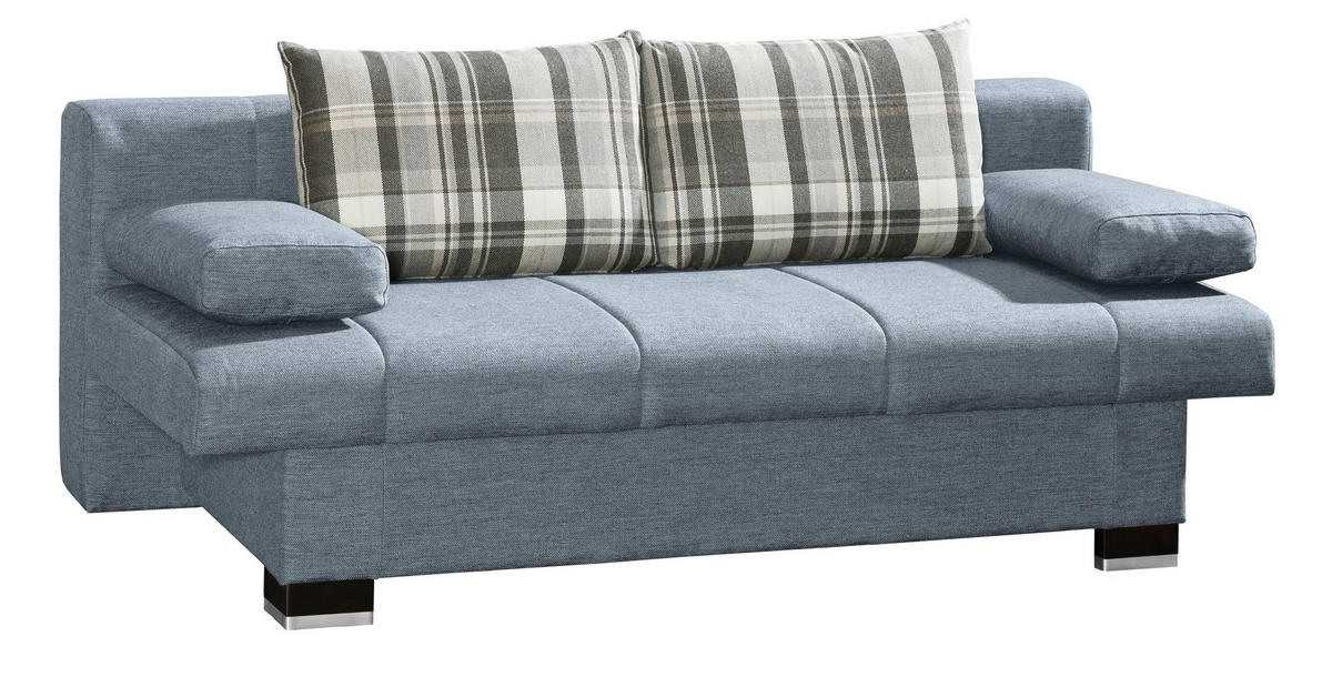 SCHLAFSOFA in Textil Blau, Grau  - Wengefarben/Blau, Konventionell, Holz/Textil (200/80/94cm) - Novel