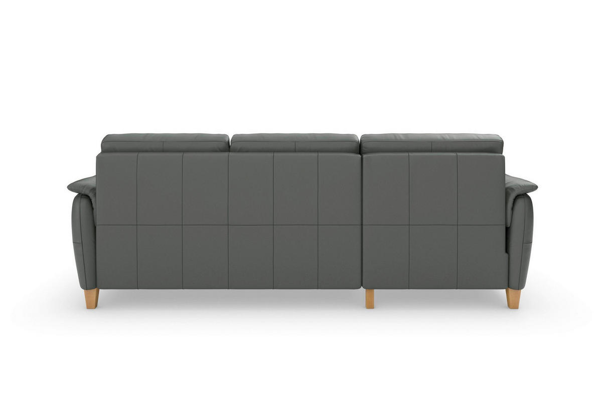 ECKSOFA PALMERA E in Echtleder Anthrazit  163/244 cm  - Eichefarben/Anthrazit, Basics, Leder/Holz (163/244cm) - Sit & More
