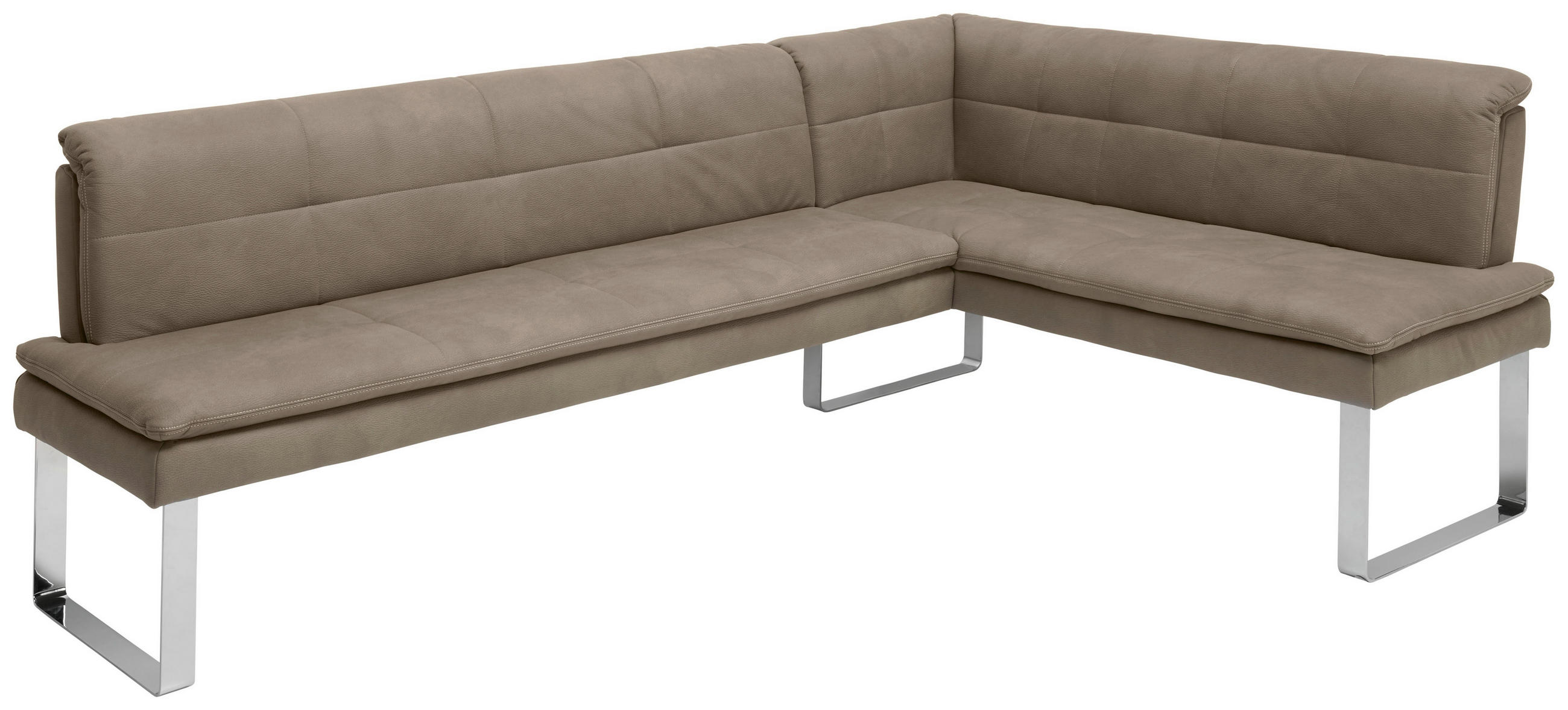 ECKBANK 253/174 cm Mikrofaser Taupe, Chromfarben Metall   - Taupe/Chromfarben, Design, Textil/Metall (253/174cm) - Novel