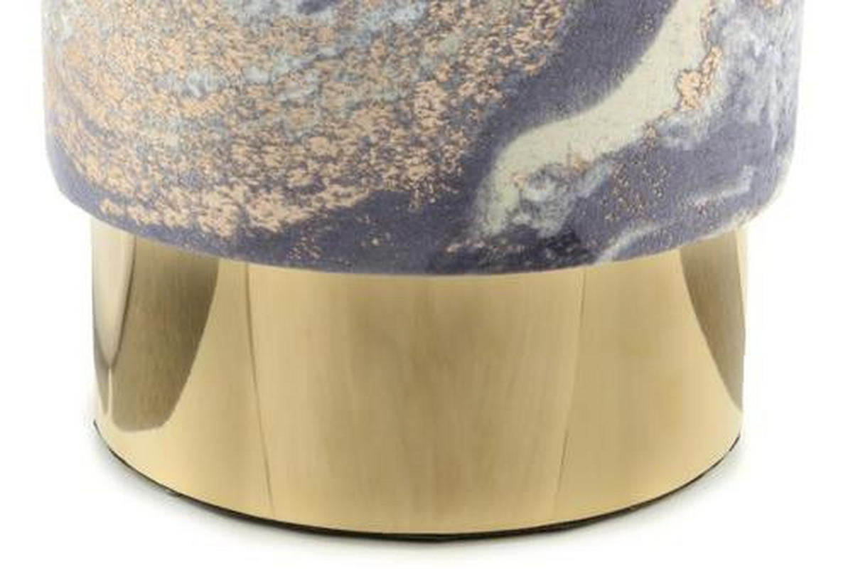 HOCKER in Textil Hellblau  - Goldfarben/Hellblau, Design, Textil/Metall (35/46/35cm) - Kayoom