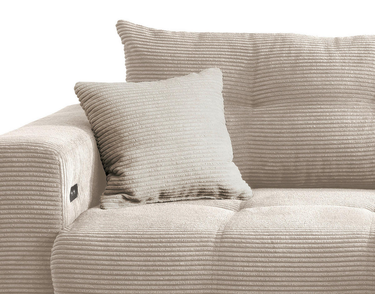 ECKSOFA Beige Cord  - Beige/Schwarz, MODERN, Holz/Textil (246/177cm) - MID.YOU