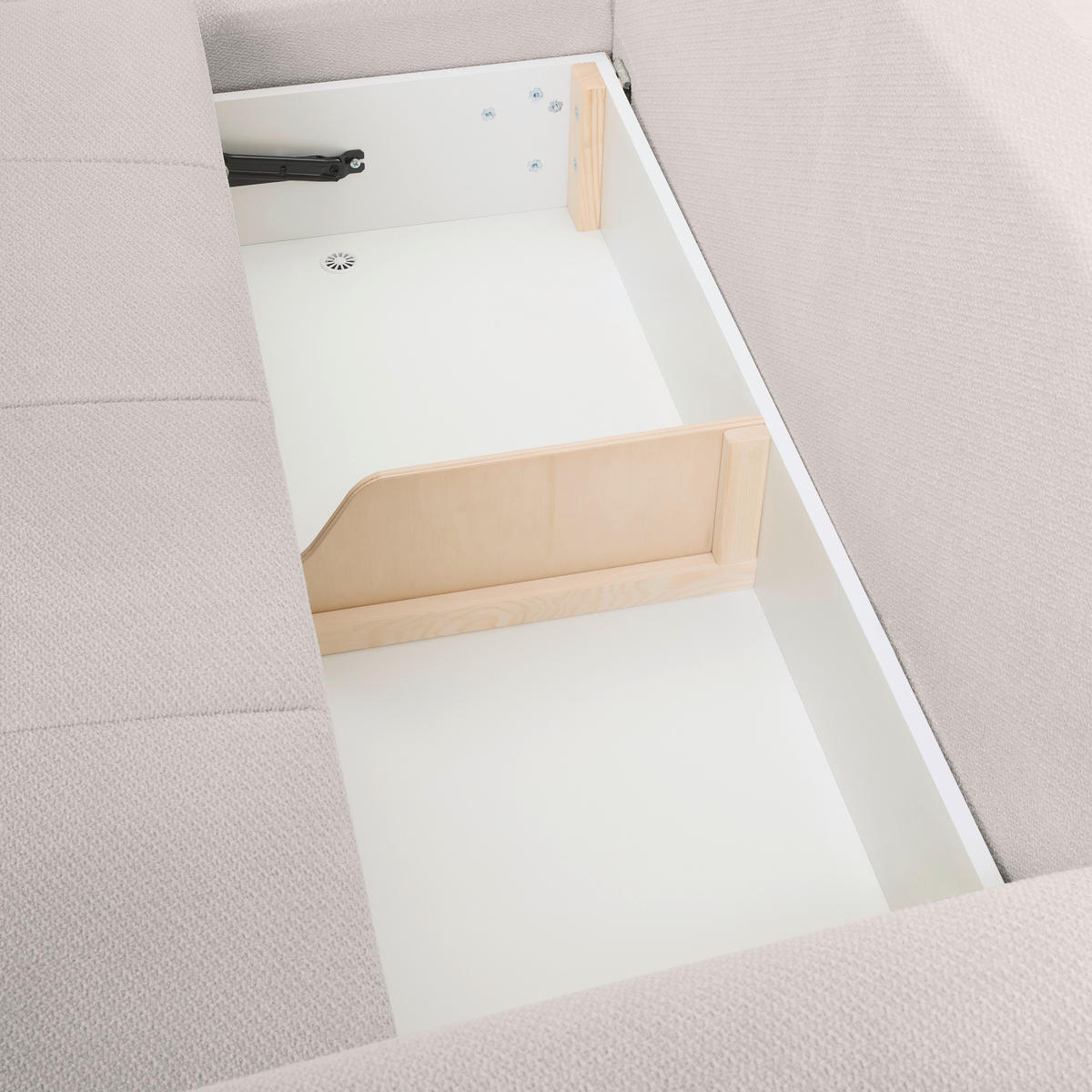 ECKSOFA Weiß Webstoff  - Buchefarben/Weiß, KONVENTIONELL, Holz/Textil (169/294cm) - Carryhome