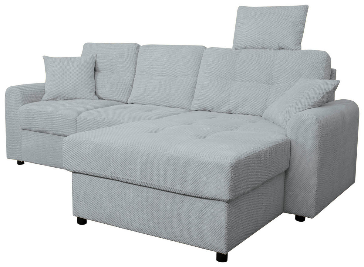 ECKSOFA Hellgrau Chenille  - Hellgrau/Schwarz, KONVENTIONELL, Kunststoff/Textil (232/153cm) - Carryhome