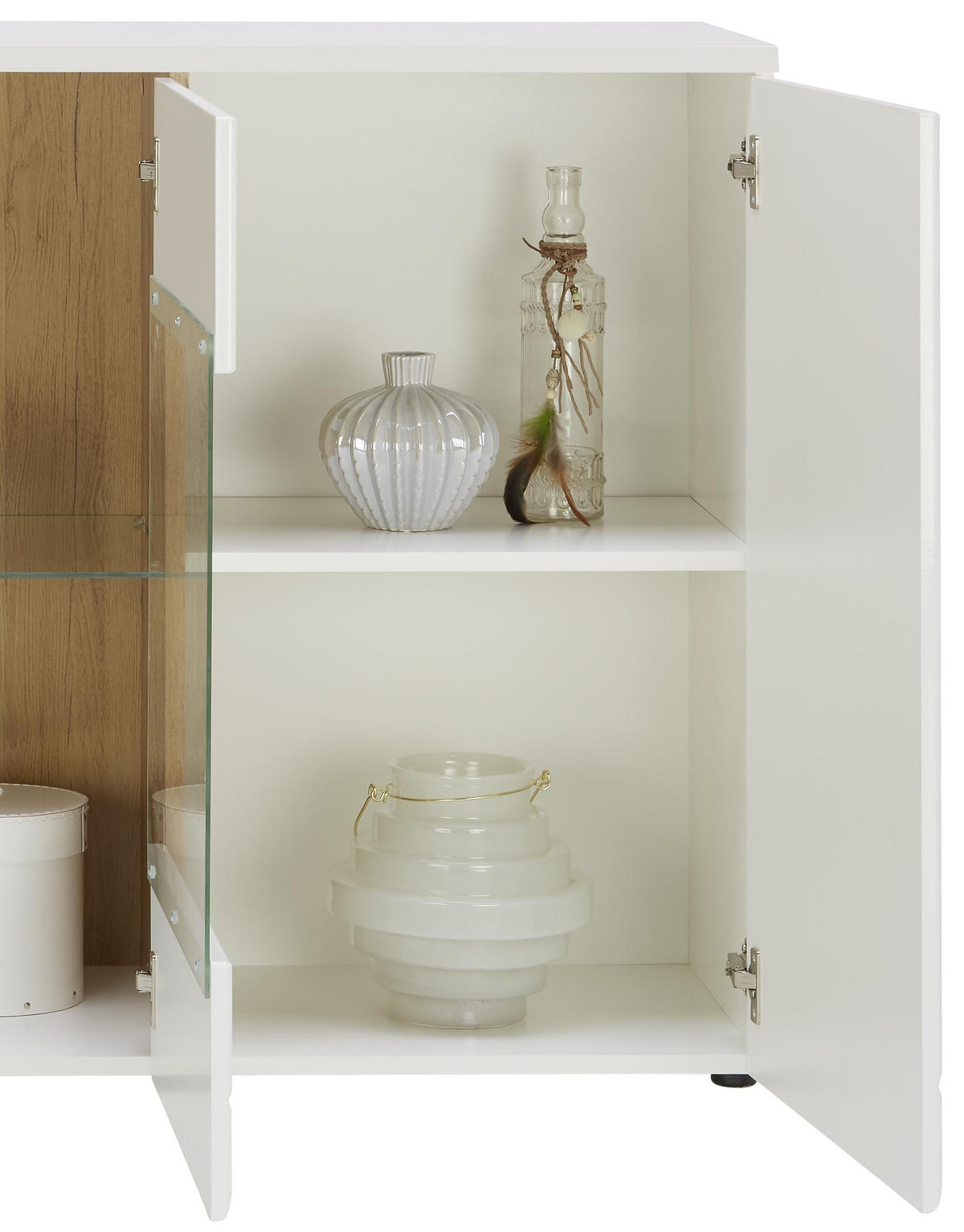 KOMMODE  in 150/88/42 cm  - Eichefarben/Silberfarben, MODERN, Glas/Holzwerkstoff (150/88/42cm) - MID.YOU