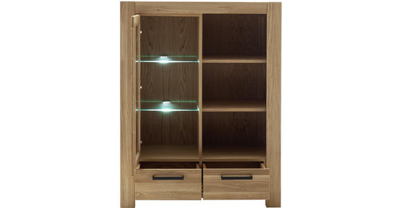 HIGHBOARD 109/140/45 cm  - Wildeiche/Schwarz, Natur, Glas/Holz (109/140/45cm) - Carryhome