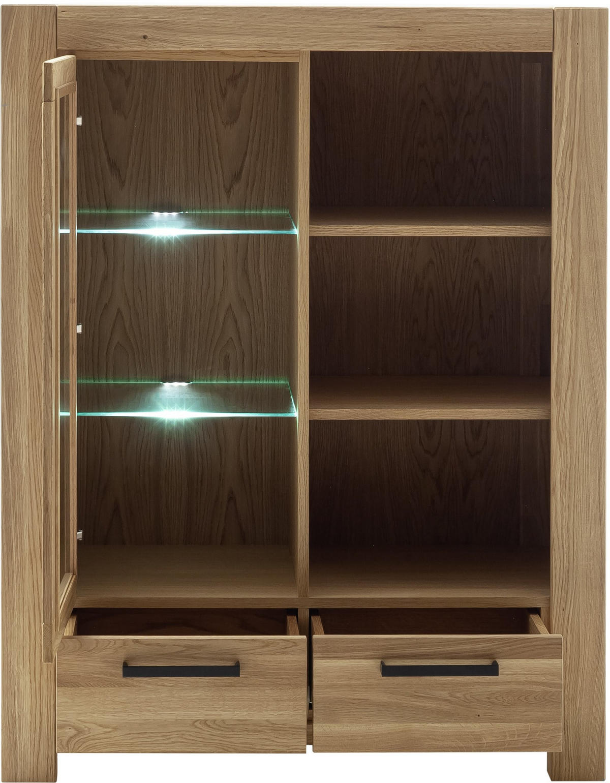 HIGHBOARD  in 109/140/45 cm  - Wildeiche/Schwarz, Natur, Glas/Holz (109/140/45cm) - Carryhome