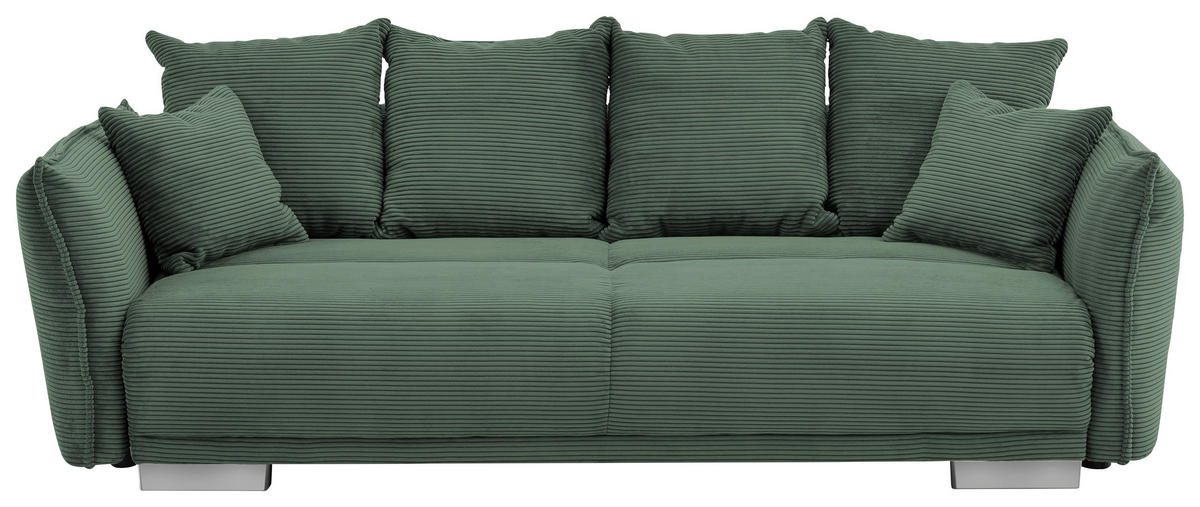 BIGSOFA Cord Dunkelgrün  - Chromfarben/Dunkelgrün, Modern, Kunststoff/Textil (242/71/90/131cm) - Livetastic