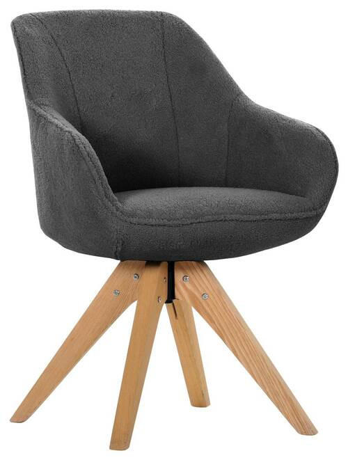 ARMLEHNSTUHL  in Bouclé, Teddystoff  - Eichefarben/Anthrazit, Design, Holz/Textil (60/83/65cm) - Landscape