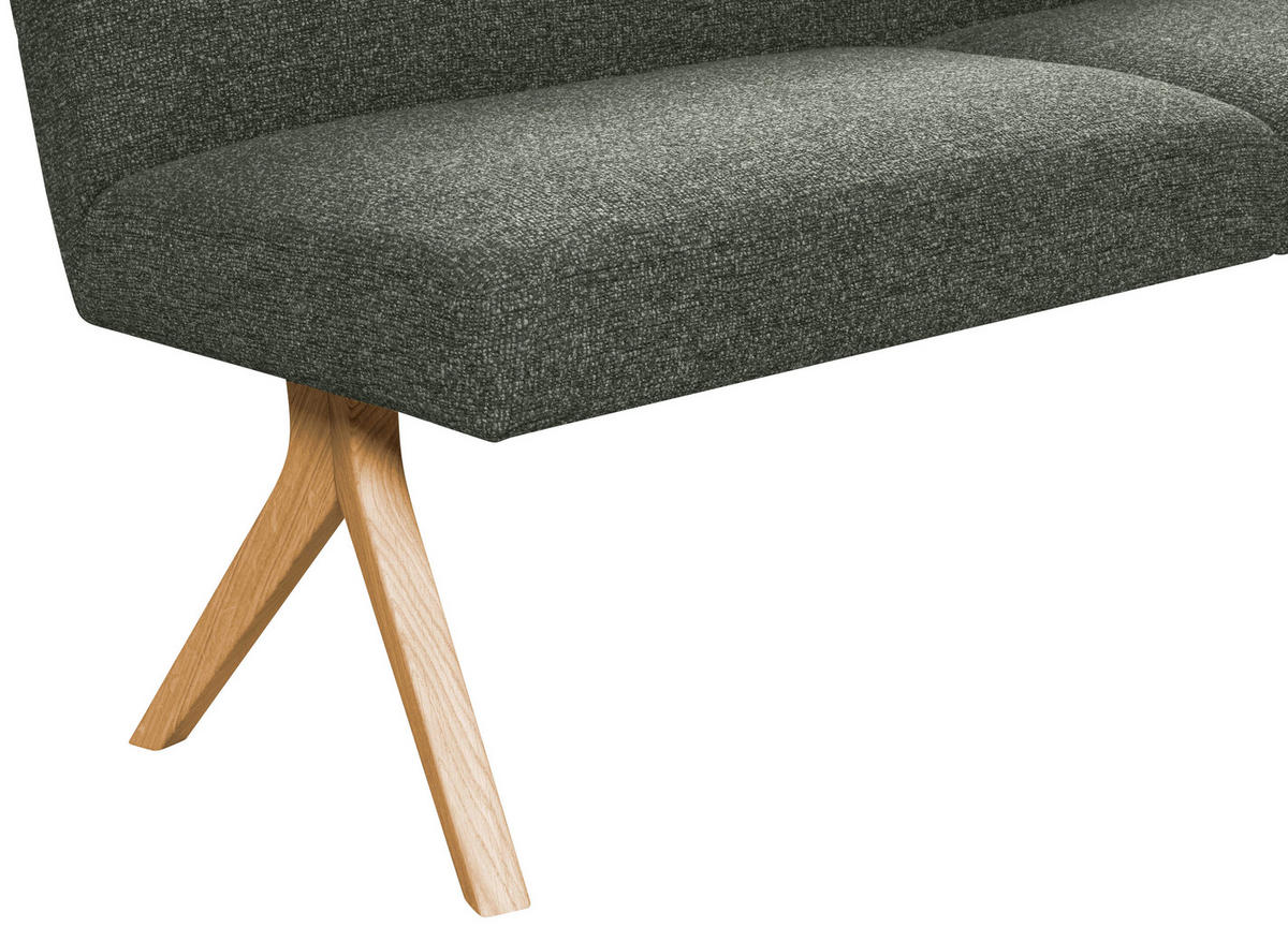 SITZBANK Holz, Textil Graugrün  - Eichefarben/Graugrün, Konventionell, Holz/Textil (160/85/69cm) - Linea Natura