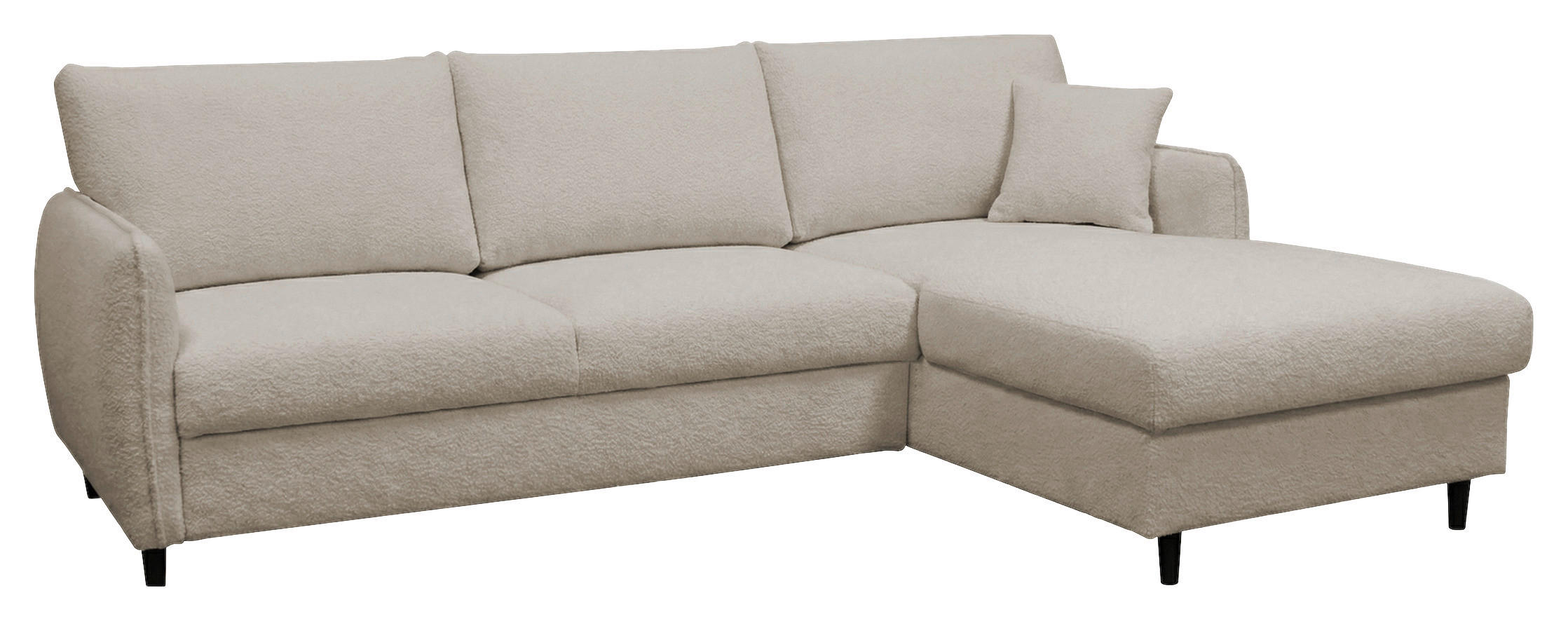 ECKSOFA LAPIT Taupe Chenille Zierkissen, Rückenkissen, Bettkasten  - Taupe/Schwarz, Design, Holz/Textil (240/170cm) - MID.YOU