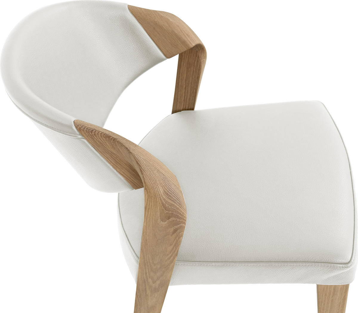 STUHL  in Echtleder pigmentiert  - Weiss/Eichefarben, Natur, Leder/Holz (53/82/57cm) - Voglauer