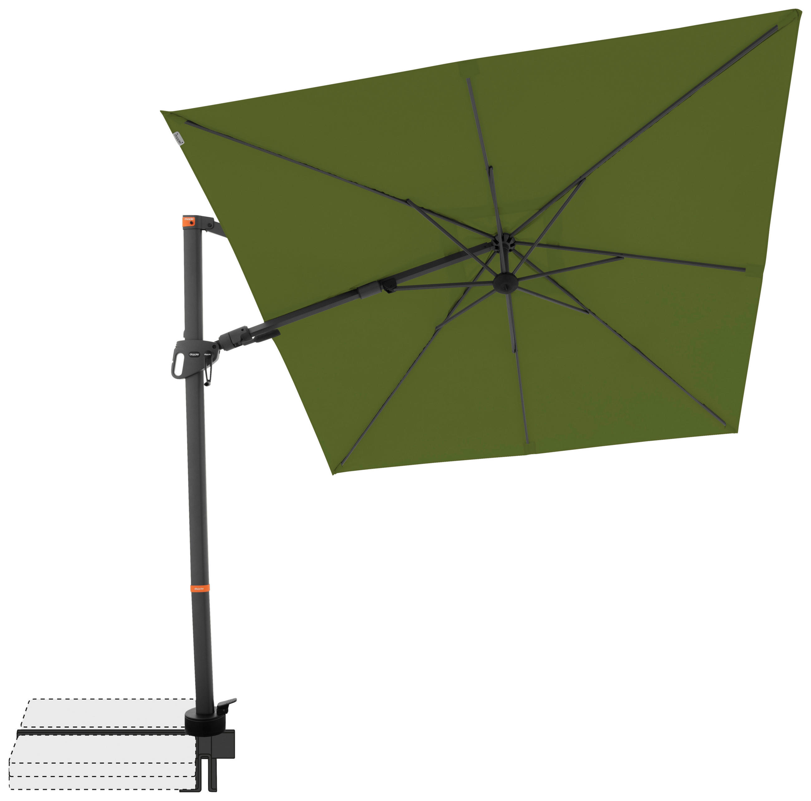 AMPELSCHIRM 210x210 cm  - Anthrazit/Grün, Basics, Textil/Metall (210/210cm) - Doppler
