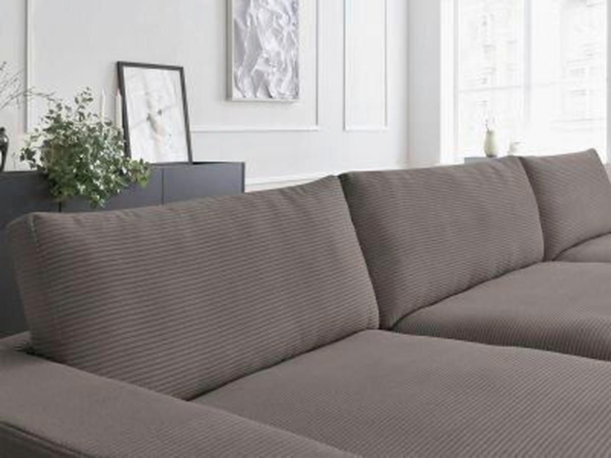 WOHNLANDSCHAFT LEONARD Taupe Cord  - Taupe/Schwarz, MODERN, Kunststoff/Textil (159/404/159cm)