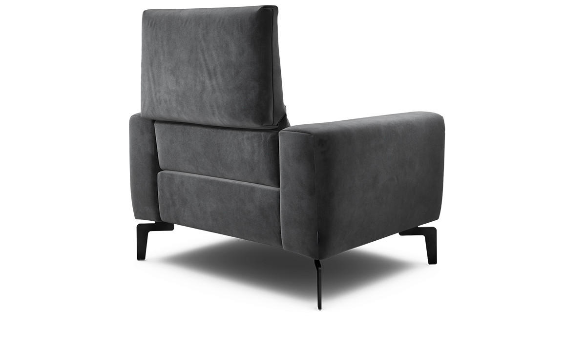 SESSEL in Samt Anthrazit  - Anthrazit/Schwarz, Design, Textil/Metall (110/85/86-94cm) - SENSOO