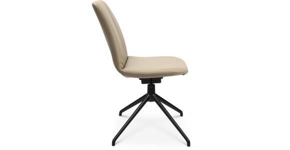 STUHL Echtleder Schwarz, Beige - Beige/Schwarz, Design, Leder/Metall (46/81,5-84,5/55cm) - Johann Jakob