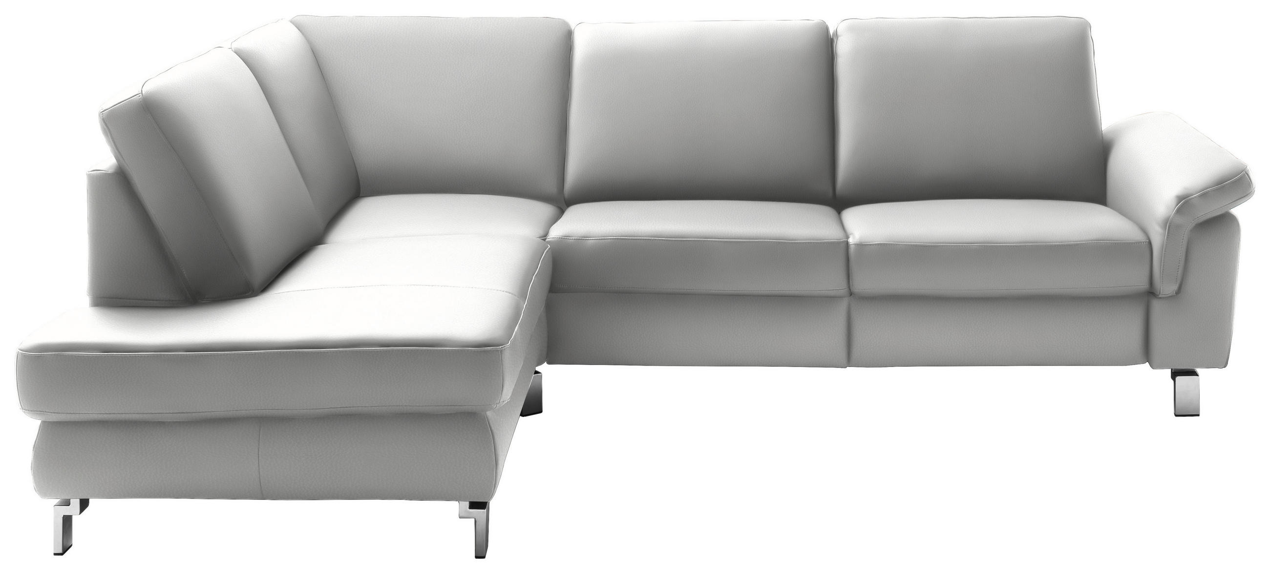 ECKSOFA in Echtleder Hellgrau  - Chromfarben/Hellgrau, Design, Leder/Metall (200/271cm) - Pure Home Lifestyle