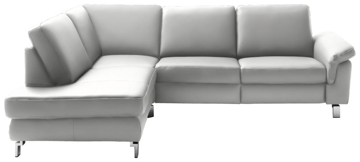 ECKSOFA in Echtleder Hellgrau  - Chromfarben/Hellgrau, Design, Leder/Metall (200/271cm) - Pure Home Lifestyle