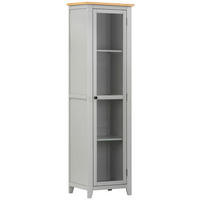 VITRINĂ  in masiv stejar, pin culoare natur, gri, străveziu  - argintiu/străveziu, Lifestyle, sticlă/metal (56/200/43cm) - MID.YOU