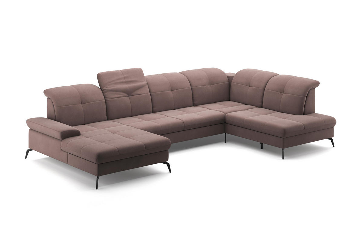 WOHNLANDSCHAFT in Flachgewebe Taupe  - Taupe/Schwarz, Konventionell, Textil/Metall (185/357/231cm) - Sit & More