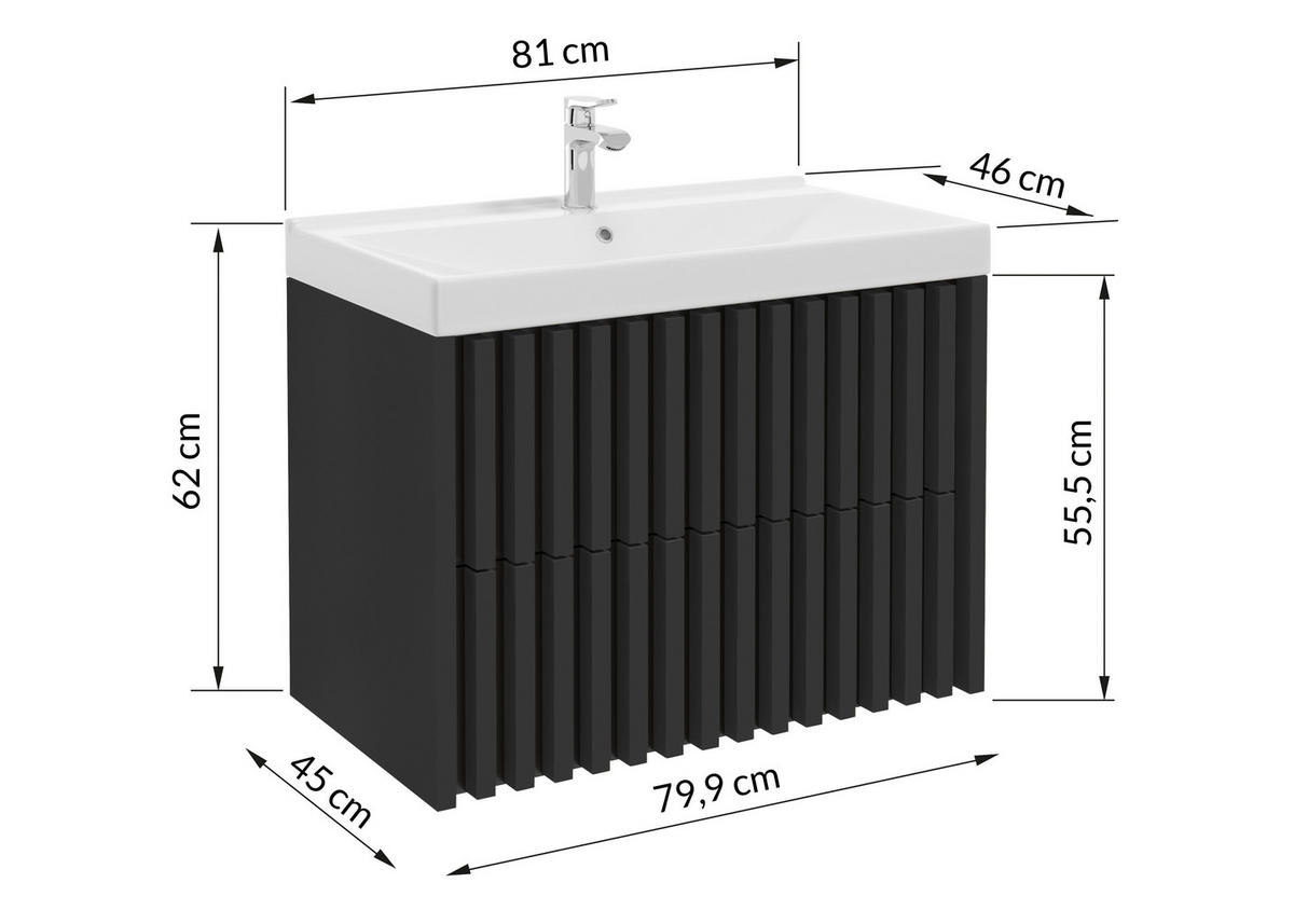 WASCHTISCHKOMBI  - Schwarz/Weiß, MODERN, Keramik/Holzwerkstoff (81cm) - MID.YOU