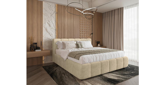 POLSTERBETT Lattenrost, Bettkasten Ecru 160/200 cm  - Ecru/Schwarz, KONVENTIONELL, Holz/Kunststoff (160/200cm) - Carryhome