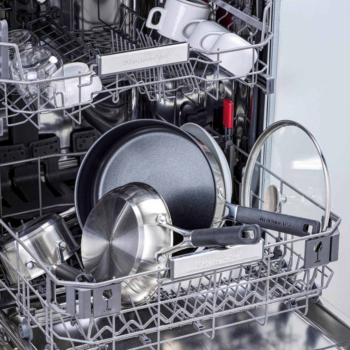 PFANNENSET Classic Stainless Steel Edelstahl 3-teilig  - Silberfarben/Schwarz, Basics, Kunststoff/Metall (20/24/28cm) - Kitchenaid