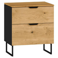 NACHTKÄSTCHEN 45/53/43 cm  in furniert Eiche Schwarz, Eichefarben  - Eichefarben/Schwarz, Design, Holz/Holzwerkstoff (45/53/43cm) - Jutzler