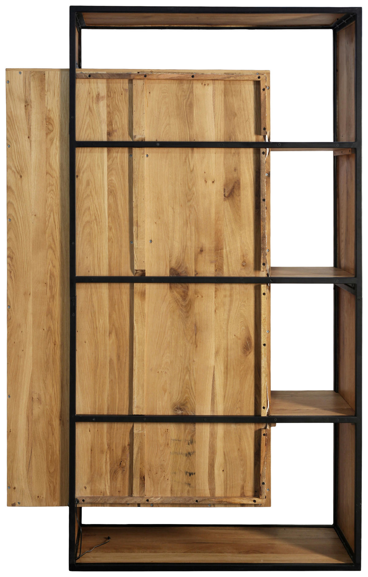 REGAL Mangoholz, Wildeiche vollmassiv Naturfarben  - Schwarz/Naturfarben, LIFESTYLE, Holz/Metall (118/183/40cm) - Landscape