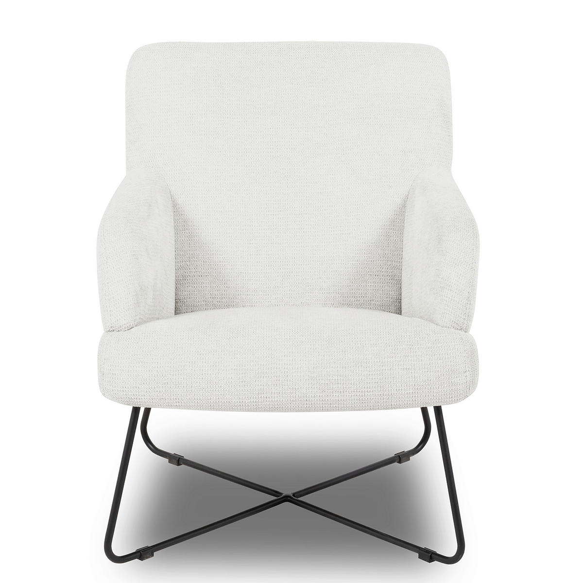 SESSEL in Chenille Weiß  - Schwarz/Weiß, Design, Textil/Metall (67/87/74cm) - Livetastic