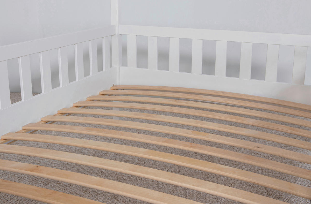 HAUSBETT Absturzsicherung, Vorhang, Rollrost 100/200 cm  in Grau, Weiß  - Naturfarben/Weiß, MODERN, Holz/Textil (100/200cm) - MID.YOU