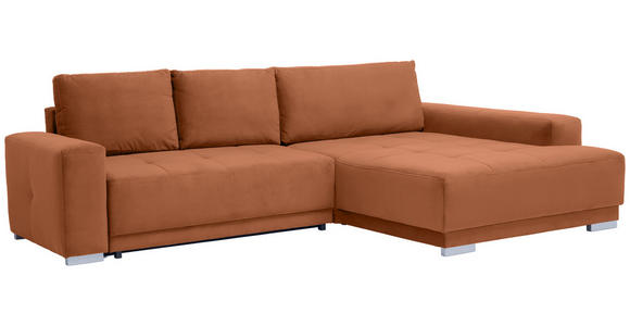 ECKSOFA inkl. Funktionen in Flachgewebe Braun  - Silberfarben/Braun, Design, Holz/Textil (293/195cm) - Cantus