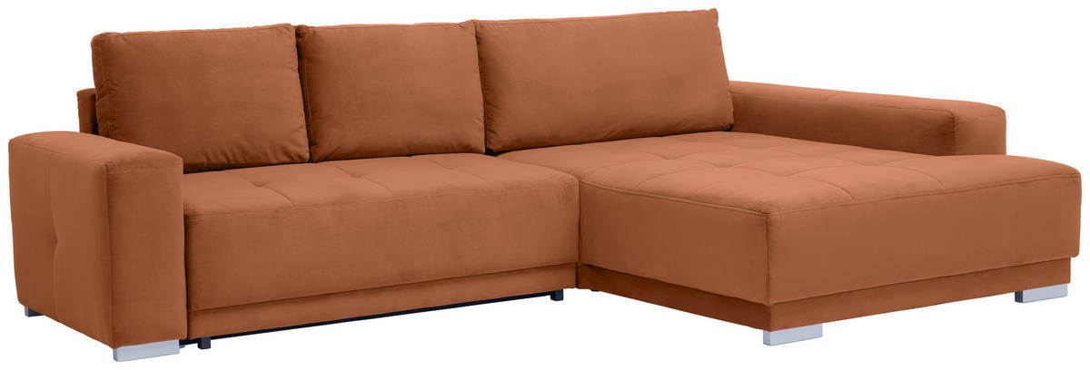 ECKSOFA inkl. Funktionen Braun Flachgewebe  - Silberfarben/Braun, Design, Holz/Textil (293/195cm) - Cantus