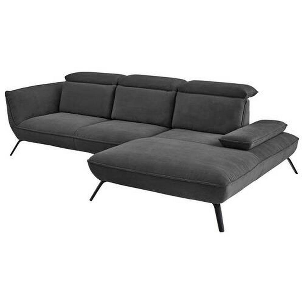 Thumbnail - Moderano Ecksofa, Anthrazit, Textil, 3-Sitzer, Ottomane rechts, Eckteil, L-Form, 301x202 cm, Fußauswahl, Stoffauswahl, A...