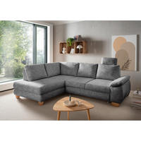 ECKSCHLAFSOFA Positano  mit Liegefunktion, Rücken echt, Armteil rechts Struktur Silberfarben  - Wildeiche/Silberfarben, MODERN, Holz/Textil (206/265cm) - Livetastic