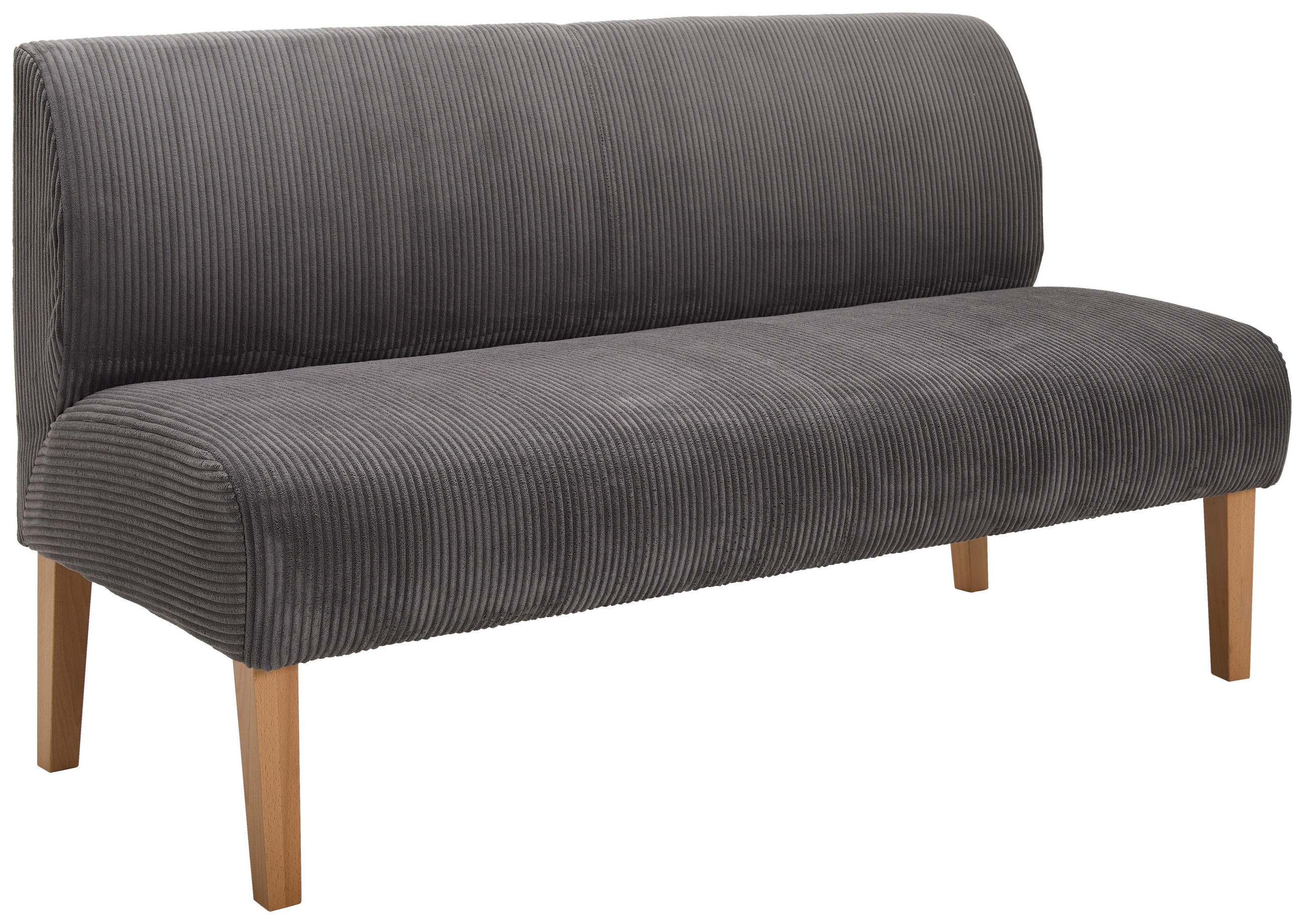 SITZBANK 163/88/75 cm Cord Anthrazit Buche massiv  - Anthrazit/Buchefarben, KONVENTIONELL, Holz/Textil (163/88/75cm) - home24