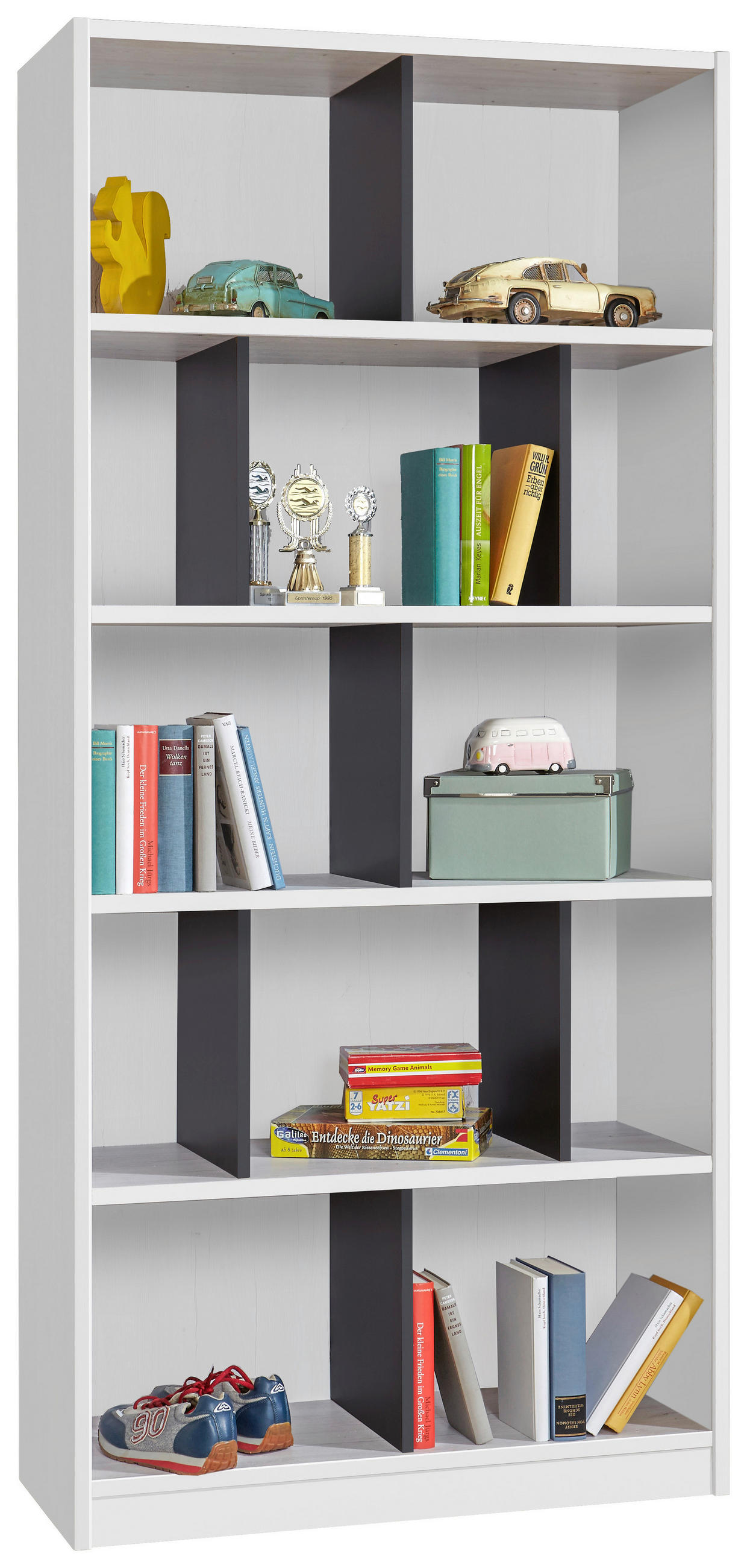 REGAL Graphitfarben, Weiß  - Graphitfarben/Weiß, KONVENTIONELL, Holzwerkstoff (90/197/38cm) - Boxxx