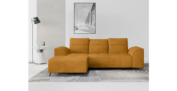 ECKSOFA Currygelb Cord  - Currygelb/Schwarz, KONVENTIONELL, Textil/Metall (196/290cm) - Carryhome