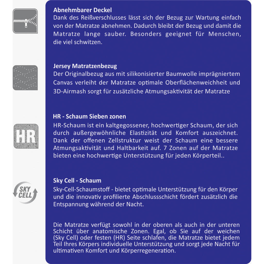 Thumbnail - Boxxx Kaltschaummatratze, Weiß, Textil, H2 + H3, 120x200 cm, Oeko-Tex® Standard 100, Bezug abnehmbar/waschbar, wendbar, ...