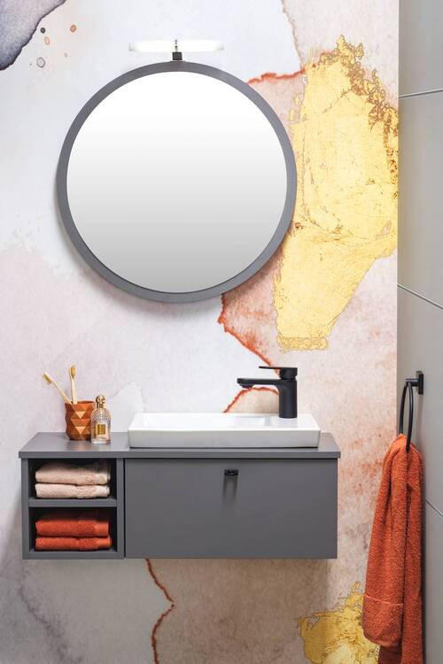BADEZIMMERSPIEGEL 60/60/3 cm  - Anthrazit, KONVENTIONELL, Glas/Holzwerkstoff (60/60/3cm) - Stylife
