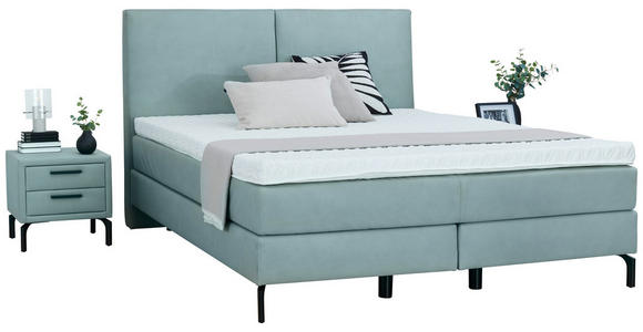 BOXSPRINGBETT 180/200 cm in Jadegrün - Jadegrün/Schwarz, KONVENTIONELL, Textil/Metall (180/200cm) - Dieter Knoll